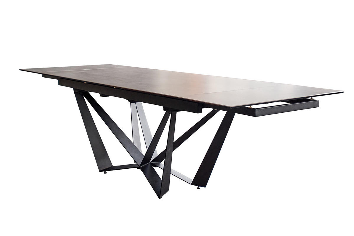 ESSTISCH ISTAR Grau Glas - Schwarz/Grau, Glas/Metall (180/90/76cm) - KAWOLA