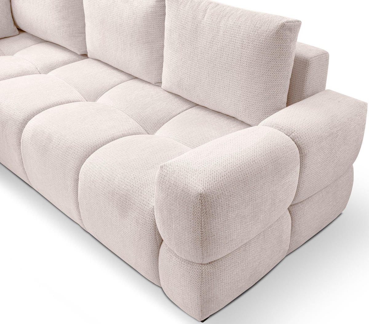 ECKSOFA Taremi mit Chenillebezug Hellbeige, beidseitig - Ecru/Schwarz, Textil (267/185cm) - Selsey