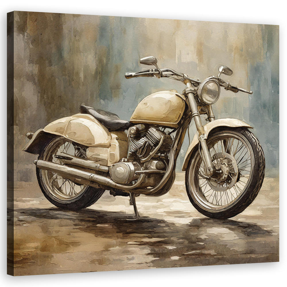 WANDBILD motorrad retro vintage - Beige, Textil (50/50cm) - Feeby