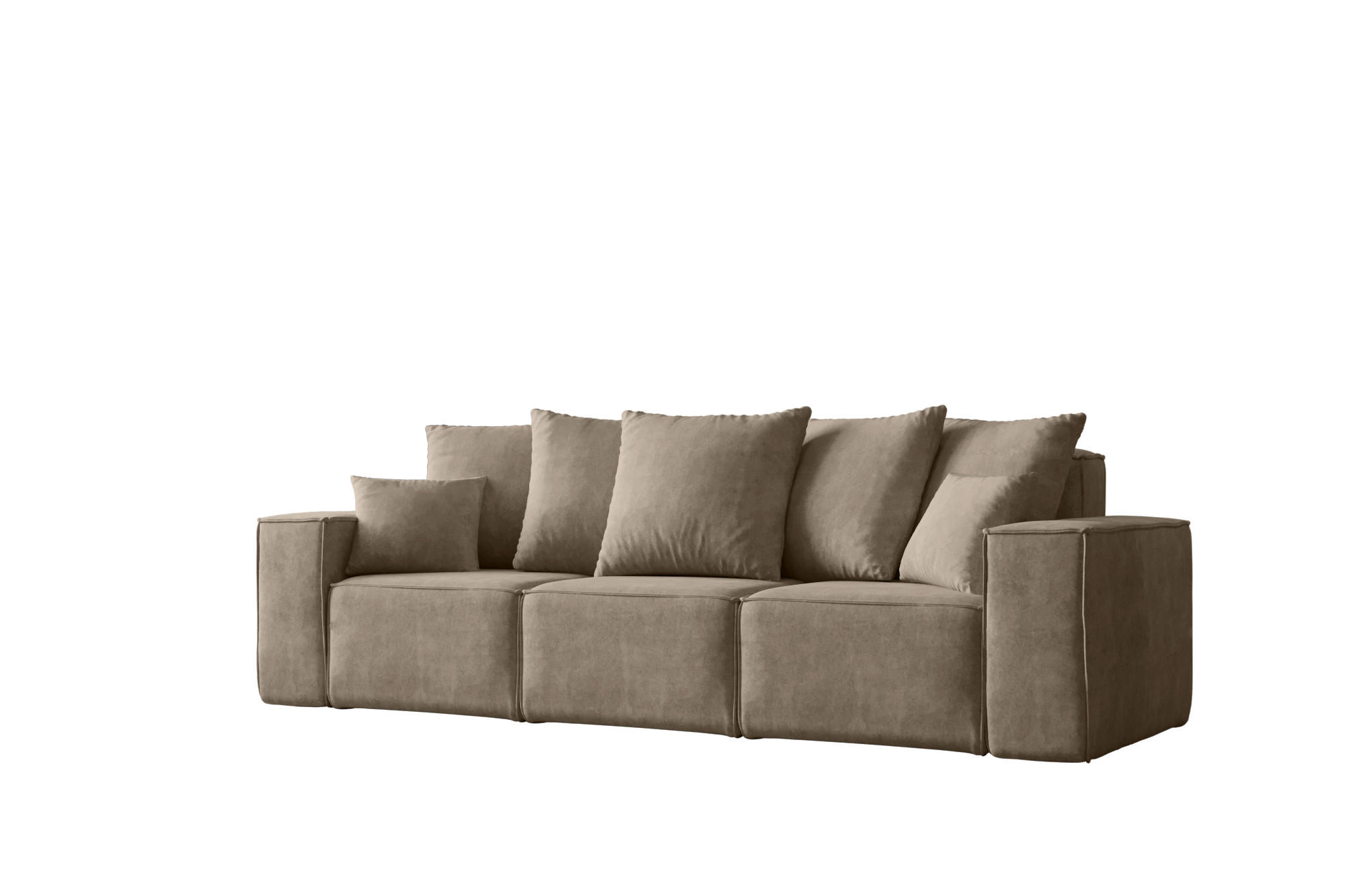 SOFA 3-Sitzer ELLA Modern Mit Schlaffunktion Stoff Noel Beige - Beige, Holz/Textil (247/78/90cm) - Kaiser Möbel