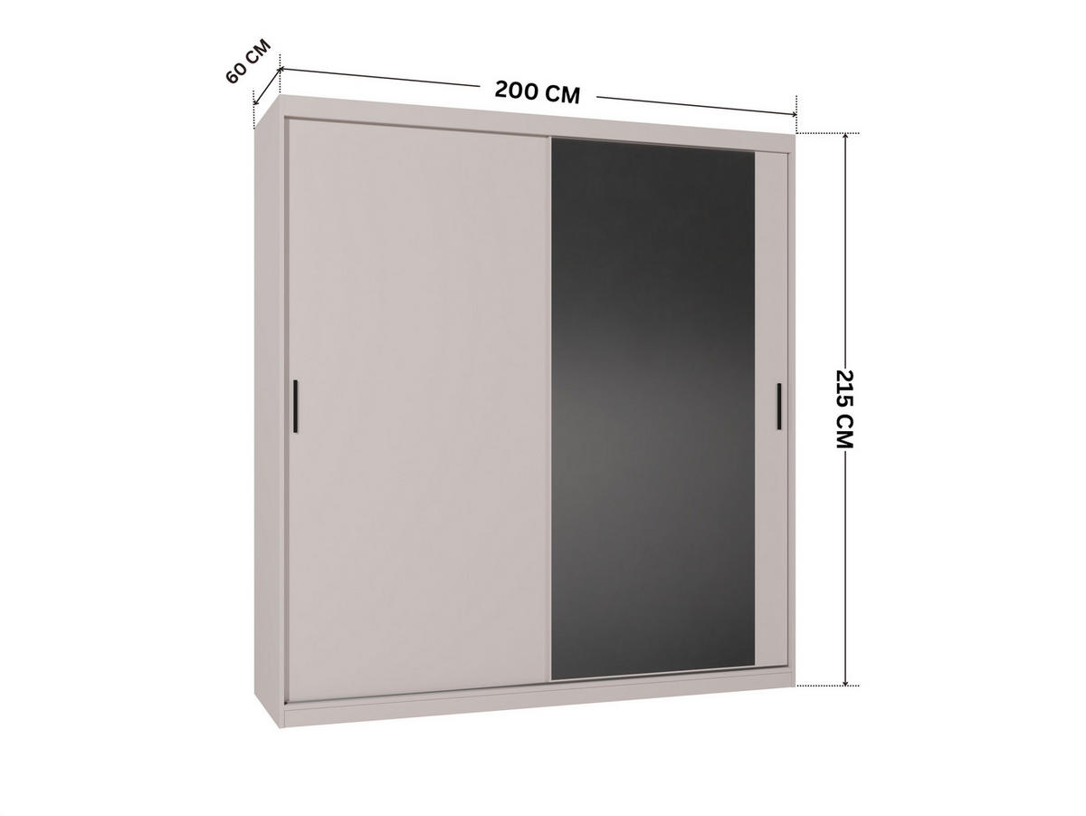 SCHWEBETÜRENSCHRANK Mirano Kaschmir 200 cm - Kaschmir, Holzwerkstoff (200/215/60cm) - Ravio