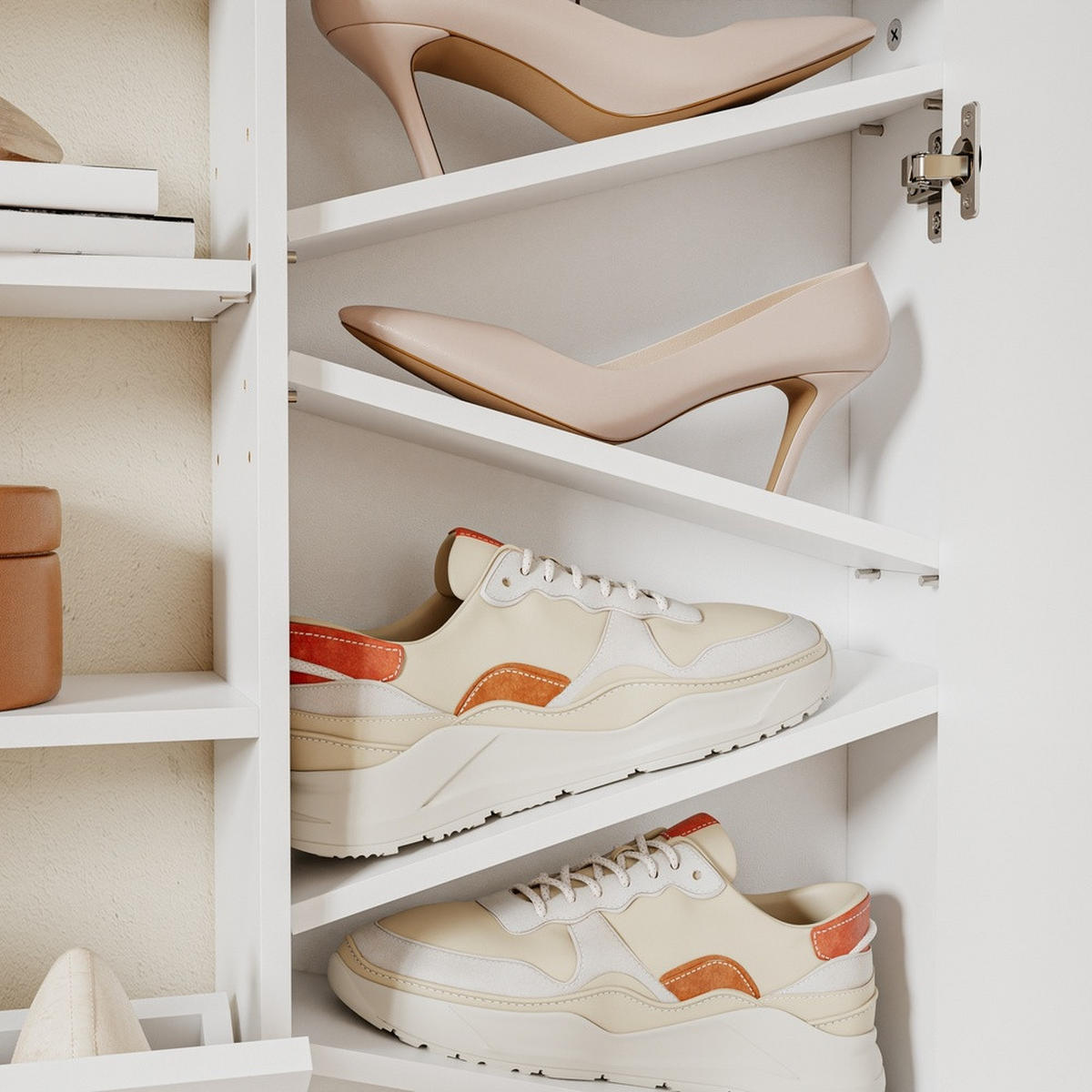 SCHUHSCHRANK mit klappbaren Fächern und Türfach FSR230 - Weiß, Holzwerkstoff (83/117.5/14cm) - SoBuy