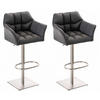 BARHOCKER 2er Set Lederlook Grau - Edelstahlfarben/Grau, Textil/Metall (64/88/45cm) - CLP