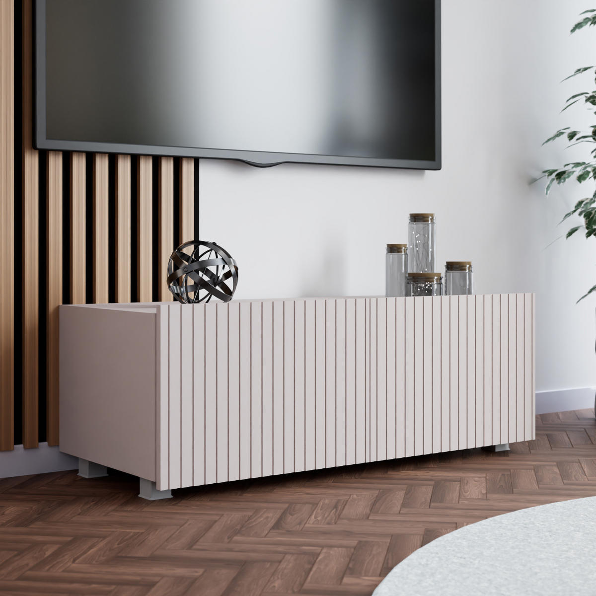 LOWBOARD Kavell mit 2 Türen, 100 cm, stehend/hängend, kaschmir - Kaschmir, Holzwerkstoff (100/37.5/43cm) - Beautysofa