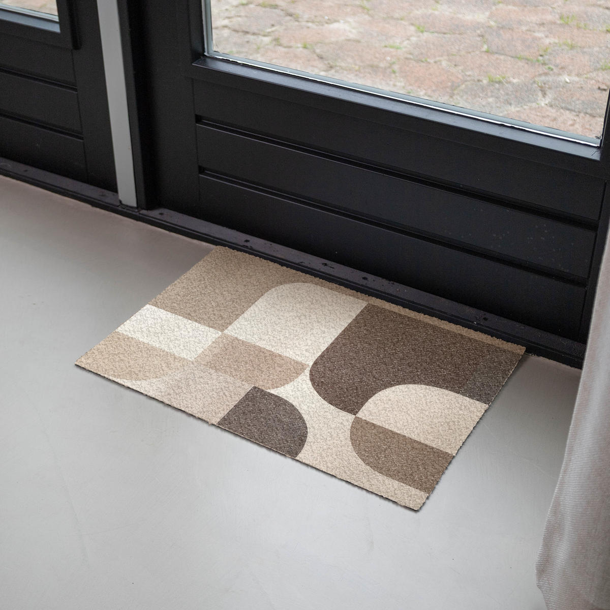FUSSMATTE Geometrisch - Gewebte Struktur - Modern Fußabtreter 60x40 cm - Beige, Kunststoff (60/40cm) - MuchoWow