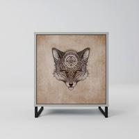 SIDEBOARD STEAMPUNK CLAN, Grau, 57,5x42x67,5 cm, Schwarze Metall-Rahmenfüße - Multicolor/Schwarz, Holzwerkstoff/Metall (57.5/67.5/42cm) - SpaceRebels