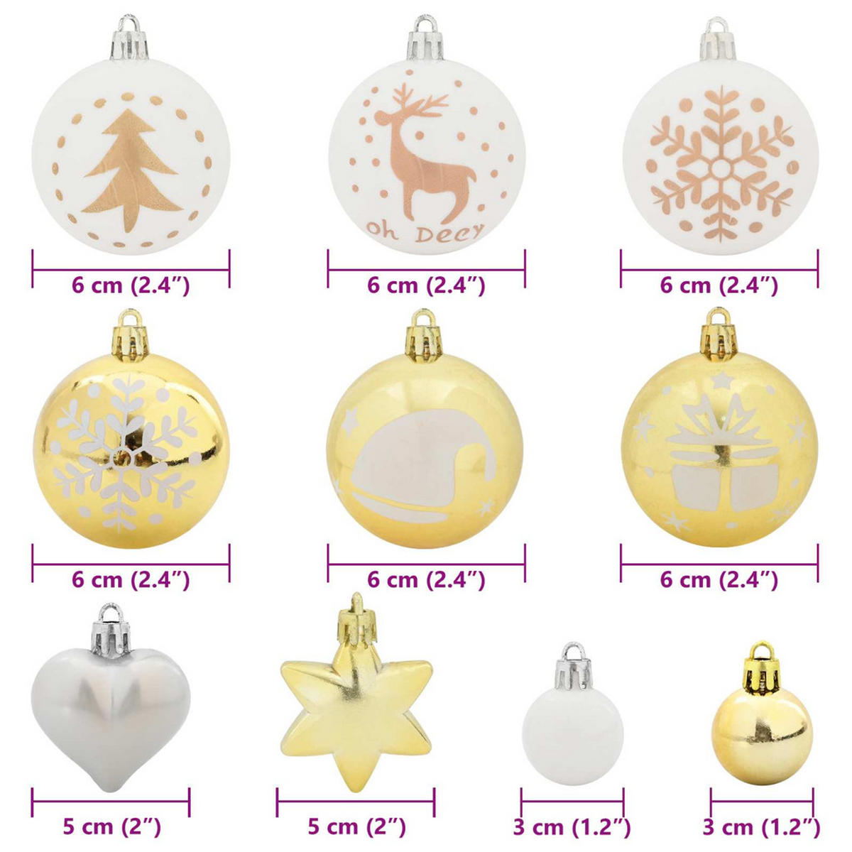 WEIHNACHTSKUGEL-SET 40 -teilig 6/6/6 cm Weiß Kunststoff - Weiß, Kunststoff (6/6/6cm) - vidaXL