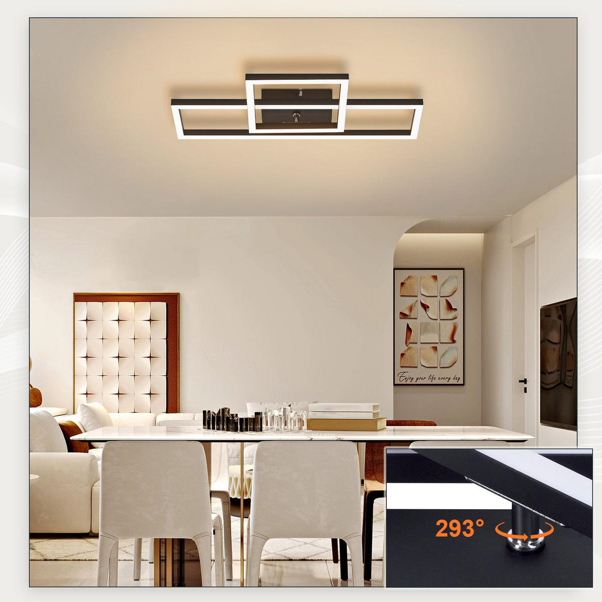 LED-DECKENLEUCHTE Maiden 20/42/7cm - Schwarz, Metall (42/20/7cm) - Nettlife