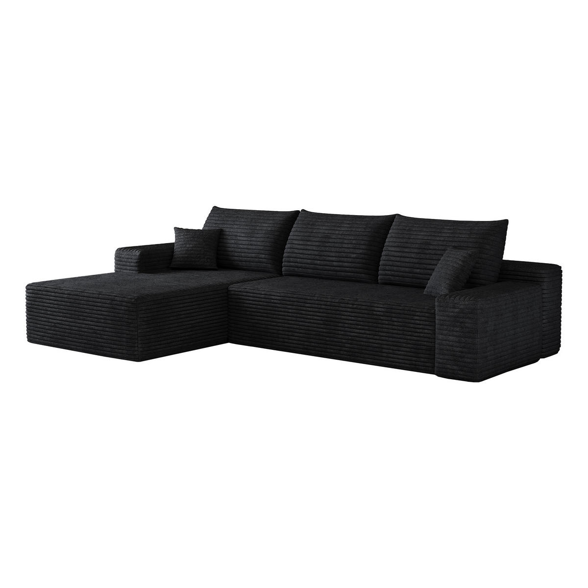 ECKSOFA DE-34857 2-Sitzer Chaiselongue links Schwarz - Schwarz, Textil (175/270cm) - ComfortXL