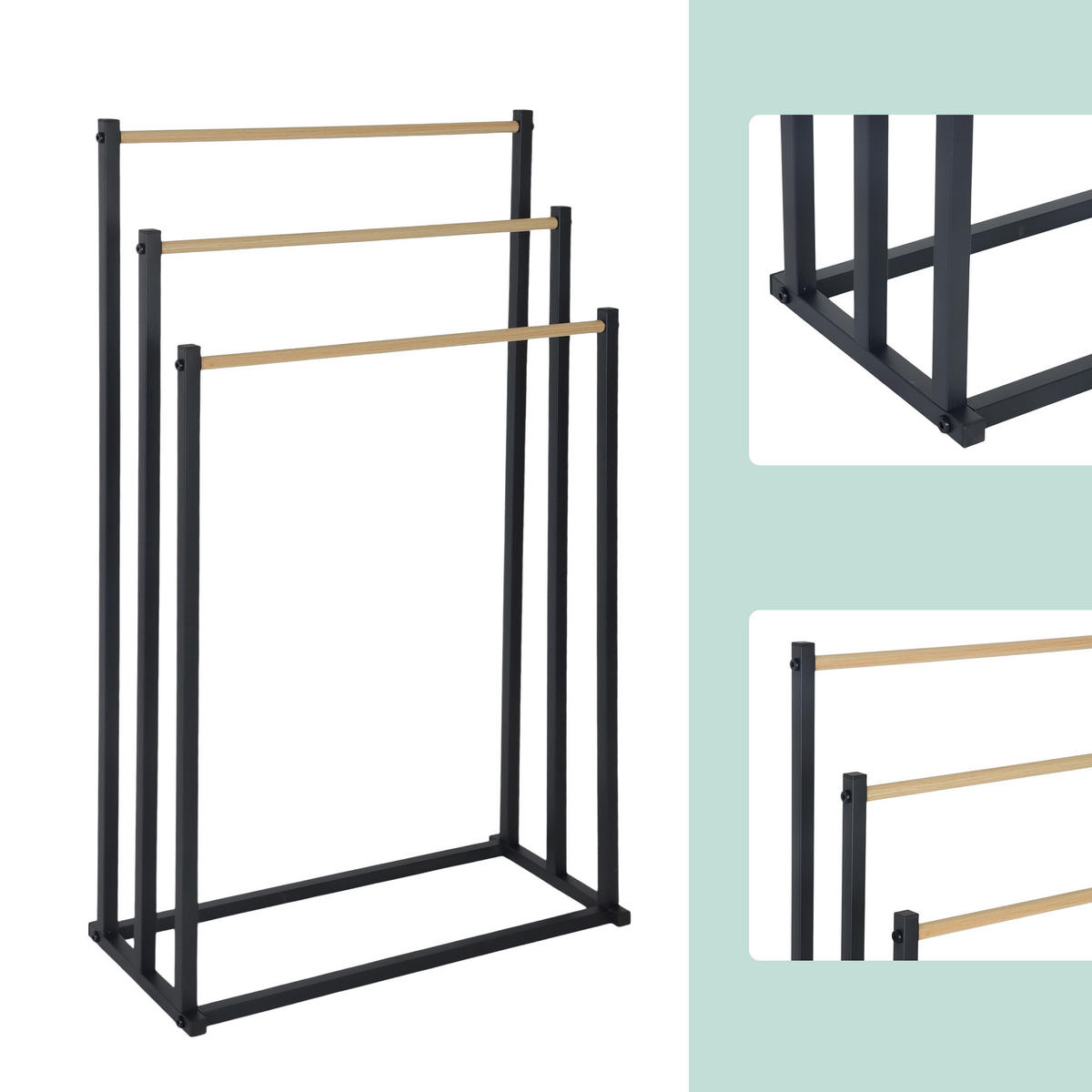 HANDTUCHSTÄNDER - Schwarz, Metall (44/86/21cm) - Relaxdays