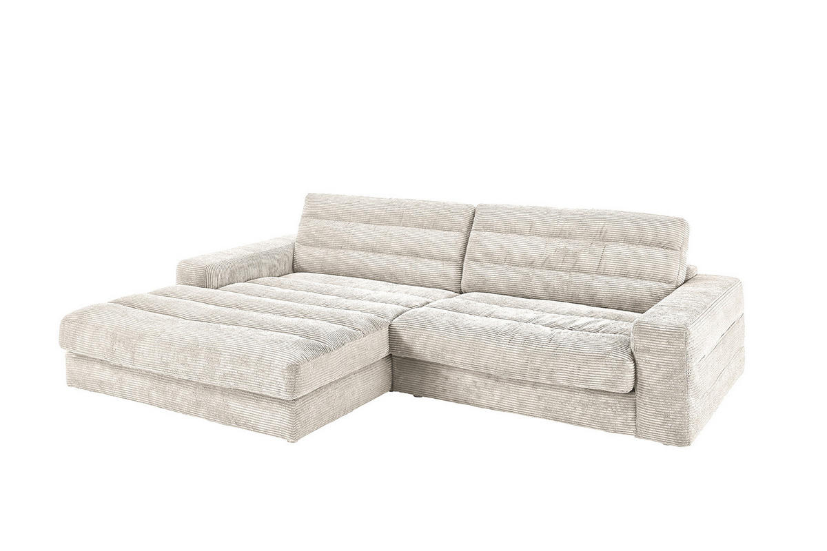 ECKSOFA LANA SOFA Cremeweiß Cord - Creme/Schwarz, Textil (296/205cm) - KAWOLA