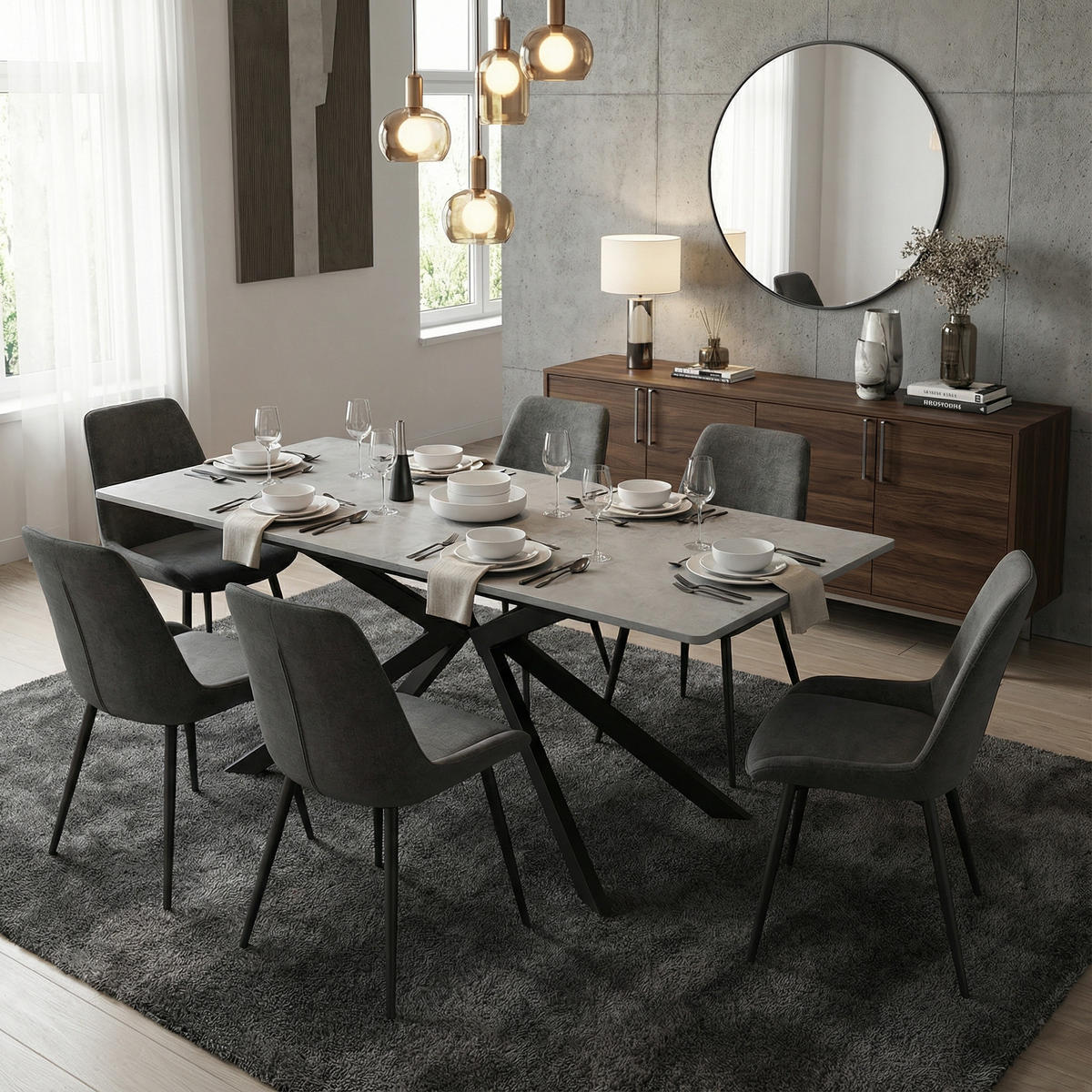 ESSTISCH ausziehbar 150–180 cm in Marmor-Optik - Grau, Holzwerkstoff (70/180/76cm) - Urban Meuble