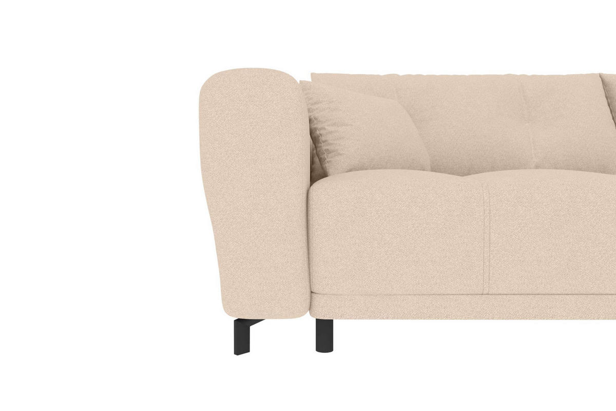 ECKSOFA Massimo Strukturstoff Beige inkl. Schlaffunktion Rechts - Beige/Schwarz, Textil/Metall (246/177cm) - 99rooms