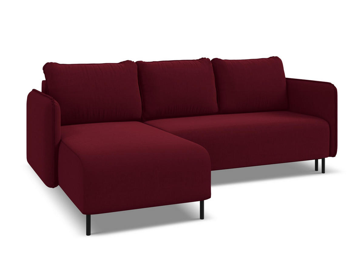 ECKSOFA mit Schlaffunktion Samt Stoff Rot - Bordeaux/Rot, Holz/Textil (162/236cm) - Makamii