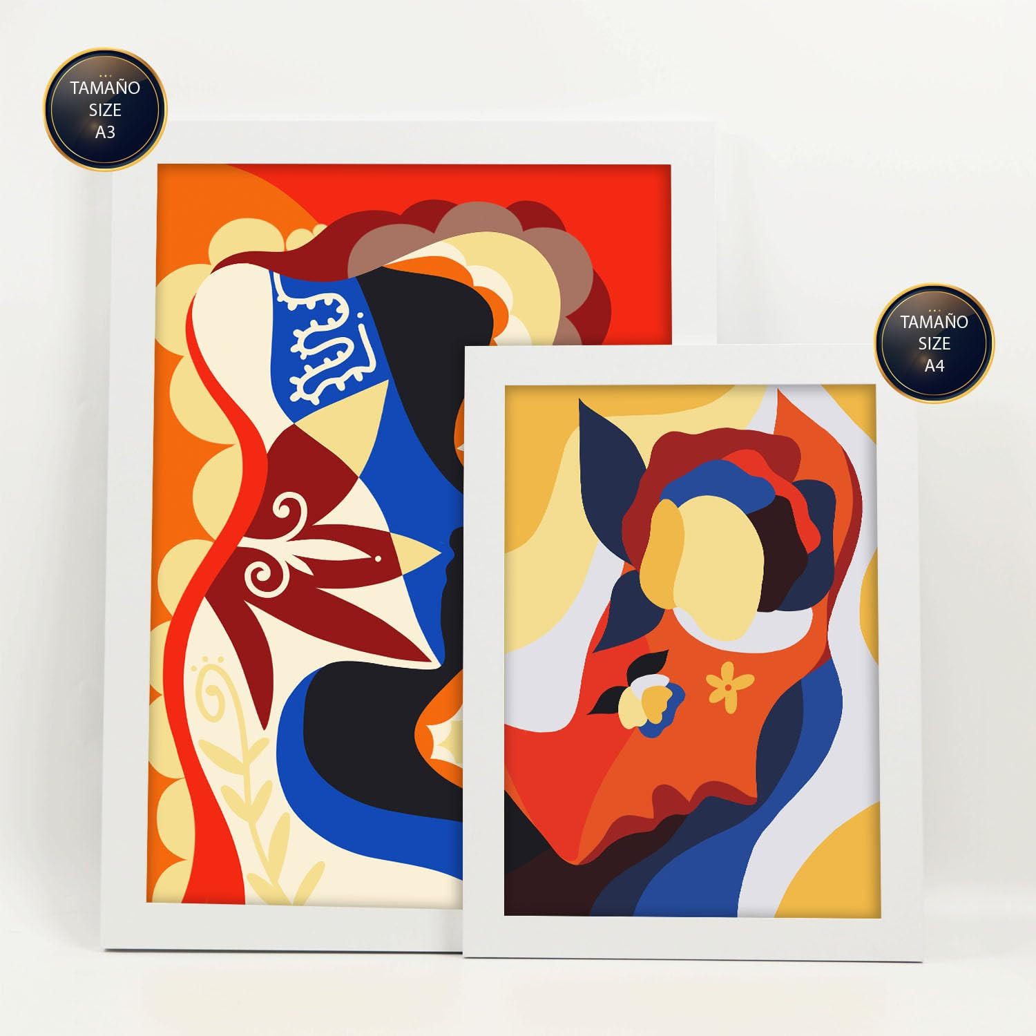 POSTER Set Mit 6 Rococo Arts 2 In Weibliche Zusammenfassung Ästhetische Dekorative Gemälde Für Ihr Wohnzimmer Zuhause A3 & A4 Weißer Rahmen - Weiß, Papier (29/3cm) - Nacnic