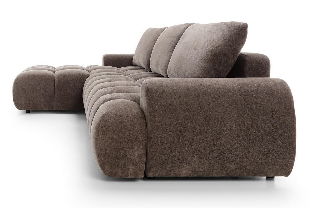 ECKSOFA 340 cm Valerio II, Schlaffunktion, Bettkasten, Links, Braun - Braun, Holz (340/177cm) - Emporius