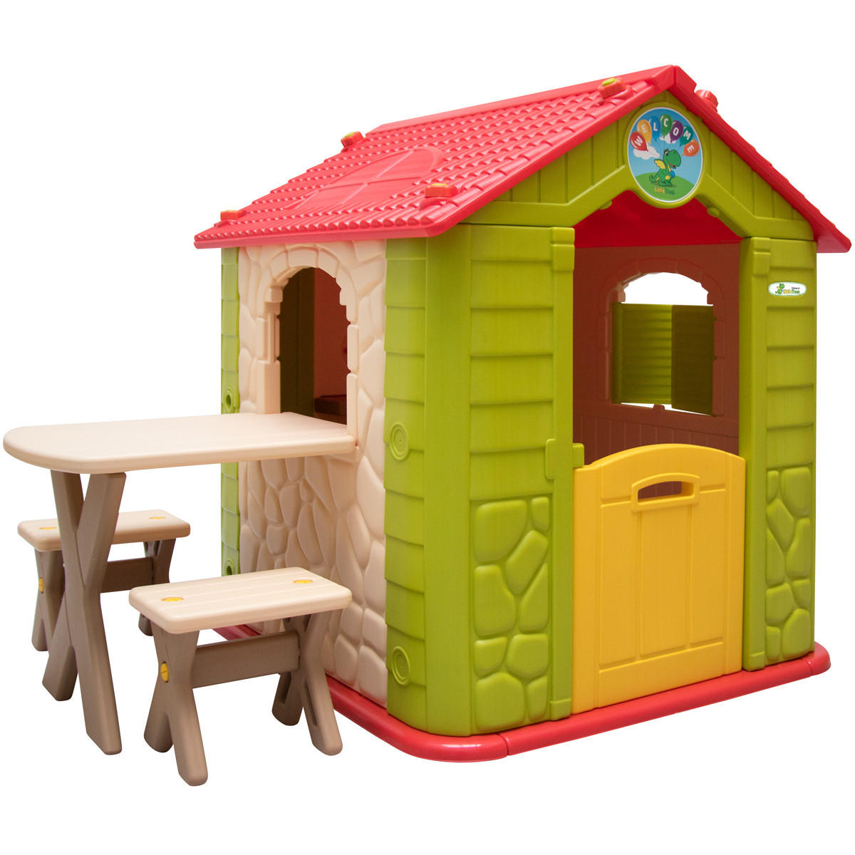 SPIELHAUS mit Tisch 95/104/118 cm Grün - Grün, Kunststoff (95/118/104cm) - Littletom