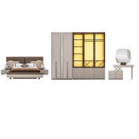 BETTANLAGE ROENESANS Schlafzimmer-Set, 5-teilig, Creme, Bett mit Kopfteil, 2 Nachttische, Kleiderschrank und Kommode - Creme, Holzwerkstoff (160/200cm)
