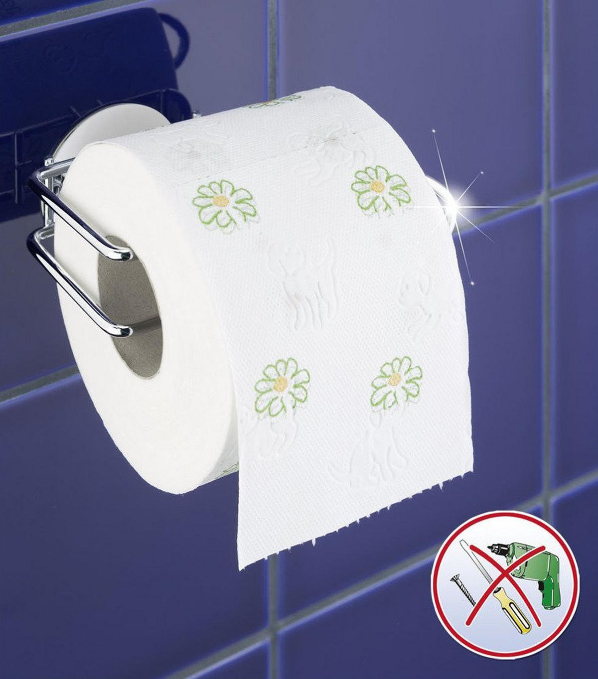 TOILETTENPAPIERHALTER Turbo-Loc - Chromstahl 6/14/9 cm - Silberfarben, Metall (14/9/6cm) - Wenko
