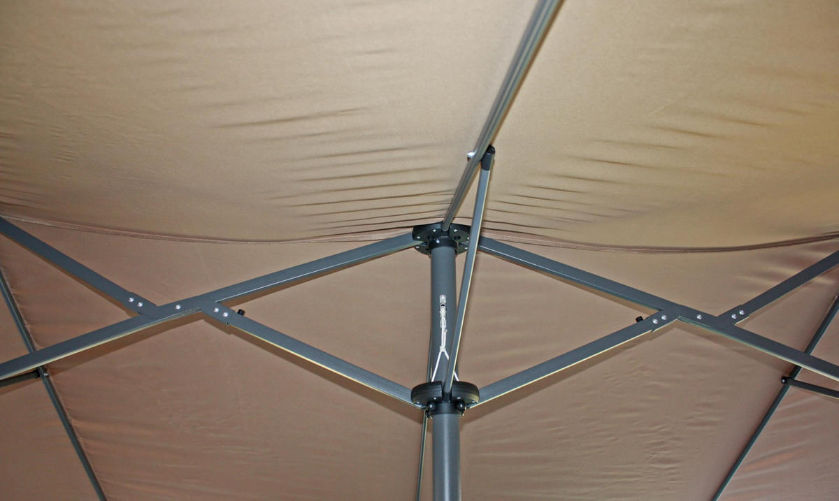 DOPPEL-SONNENSCHIRM Winda Hellbraun Gartenschirm - Hellbraun, Kunststoff (265/460cm) - DELUKE