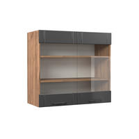 SKLENĚNÁ KUCHYŇSKÁ SKŘÍŇKA Fame-Line Tmavě šedá - medově dubová/tmavě šedá, kompozitní dřevo (80/72/34.1cm) - Vicco