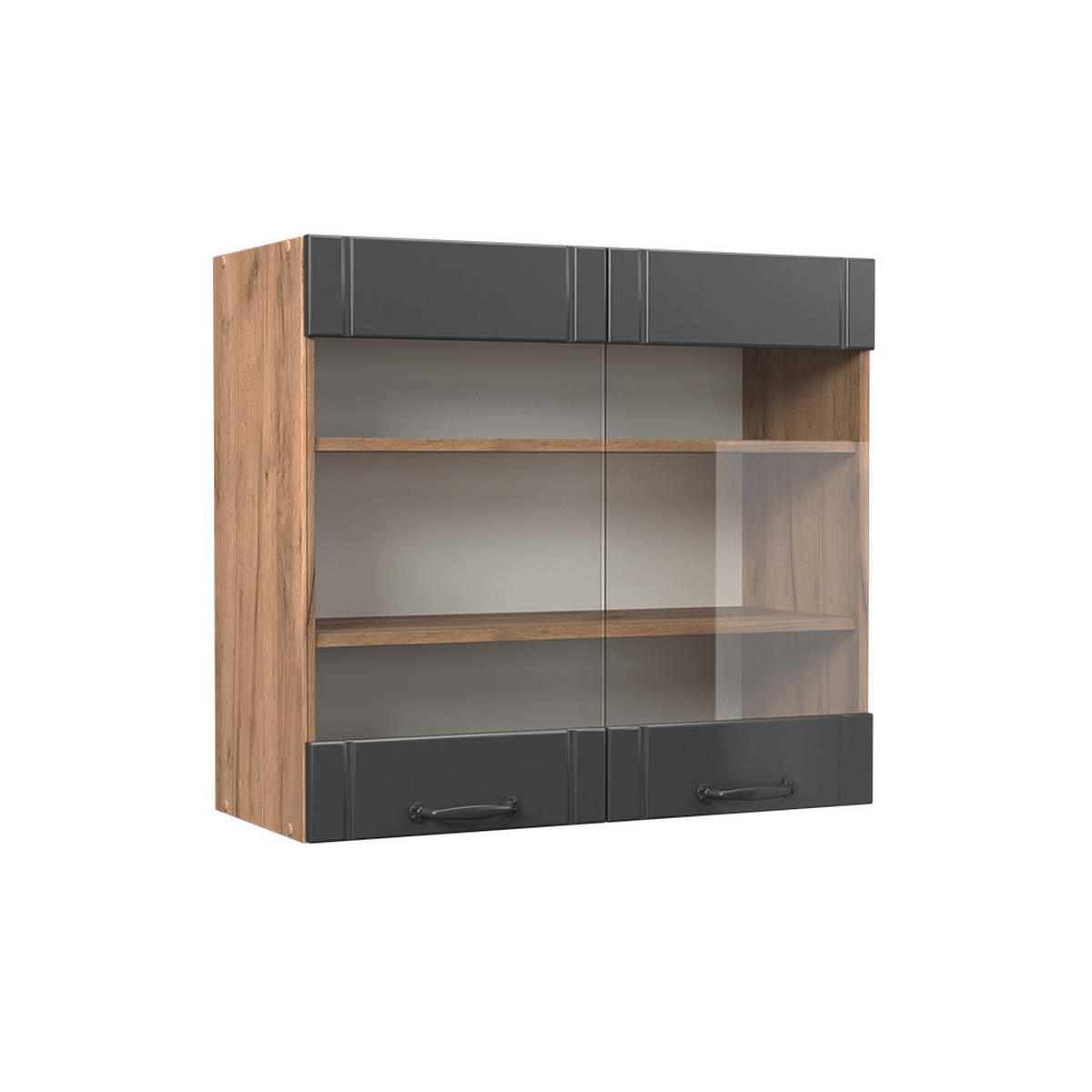 SKLENĚNÁ KUCHYŇSKÁ SKŘÍŇKA Fame-Line Tmavě šedá - medově dubová/tmavě šedá, kompozitní dřevo (80/72/34.1cm) - Vicco