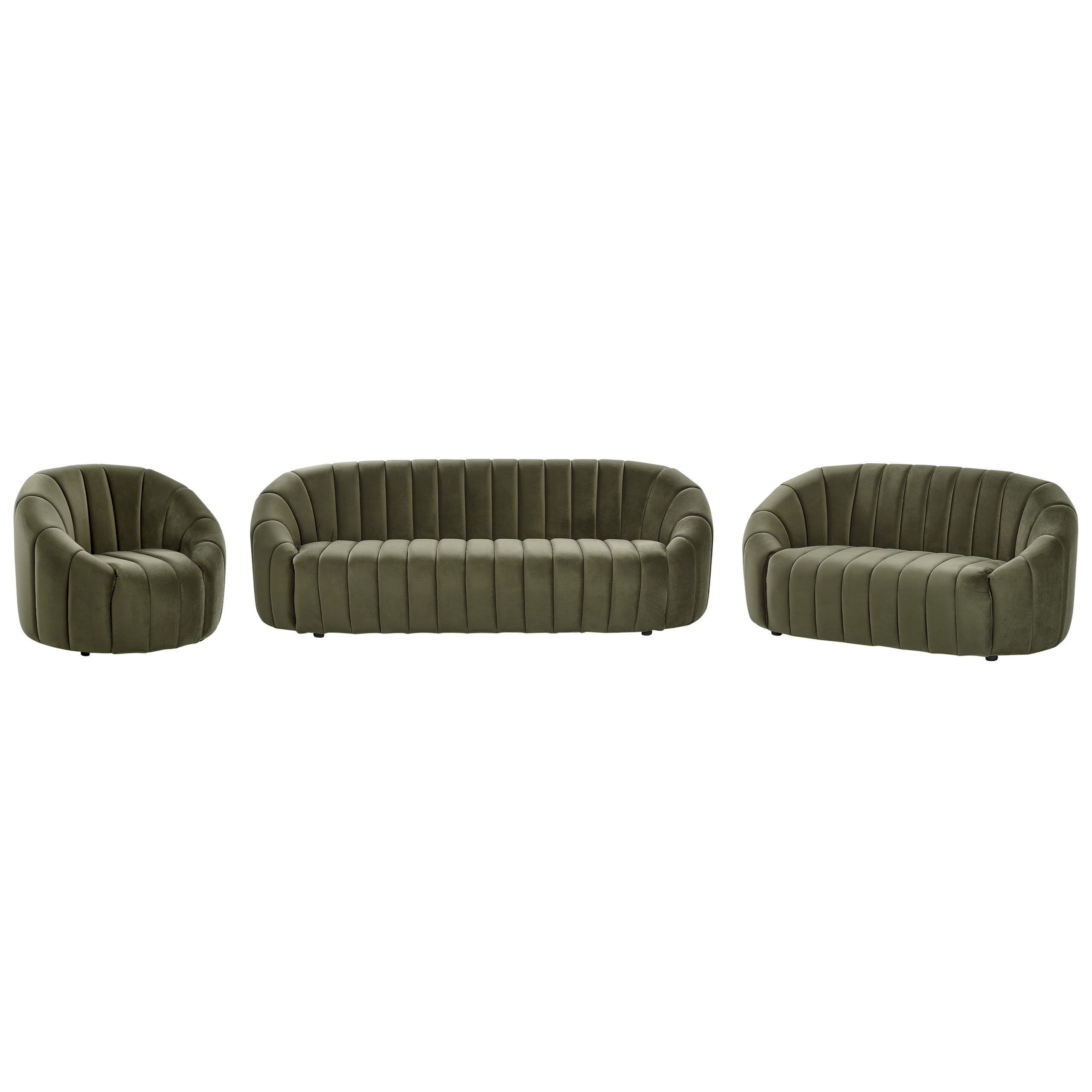 SOFA-SET 6-sitzer Samtstoff Grün Malung - Grün, Textil (79/72/200cm) - Beliani