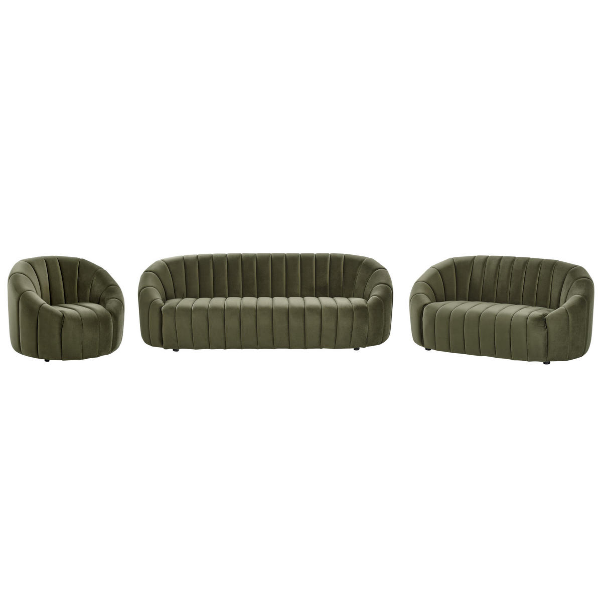 SOFA-SET 6-sitzer Samtstoff Grün Malung - Grün, Textil (79/72/200cm) - Beliani