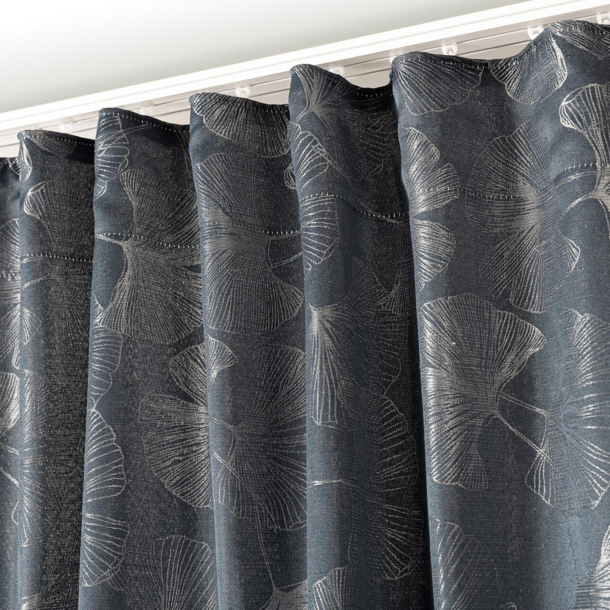 FERTIGVORHANG mit Faltenband 140x280cm - Schieferfarben, Textil (140/280cm) - Dekoria