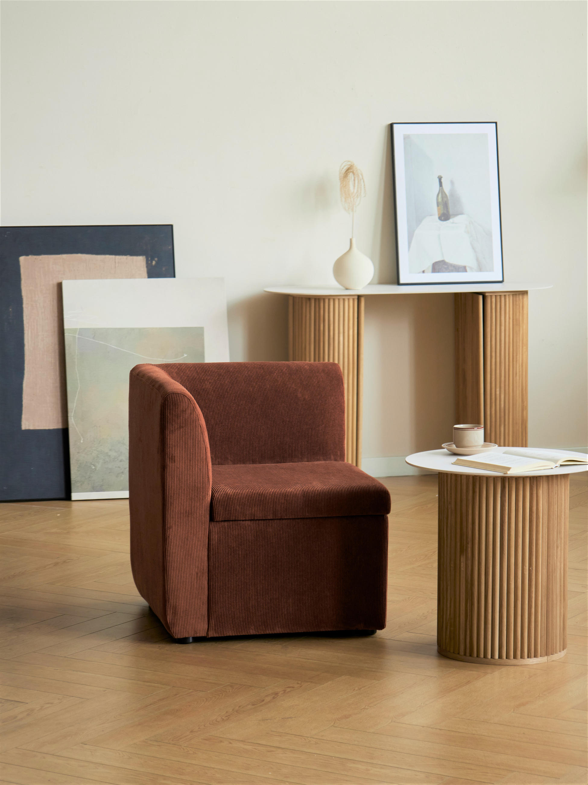 SOFA Samt Terracotta - Terra cotta, Textil (60/68/60cm) - Nordlys