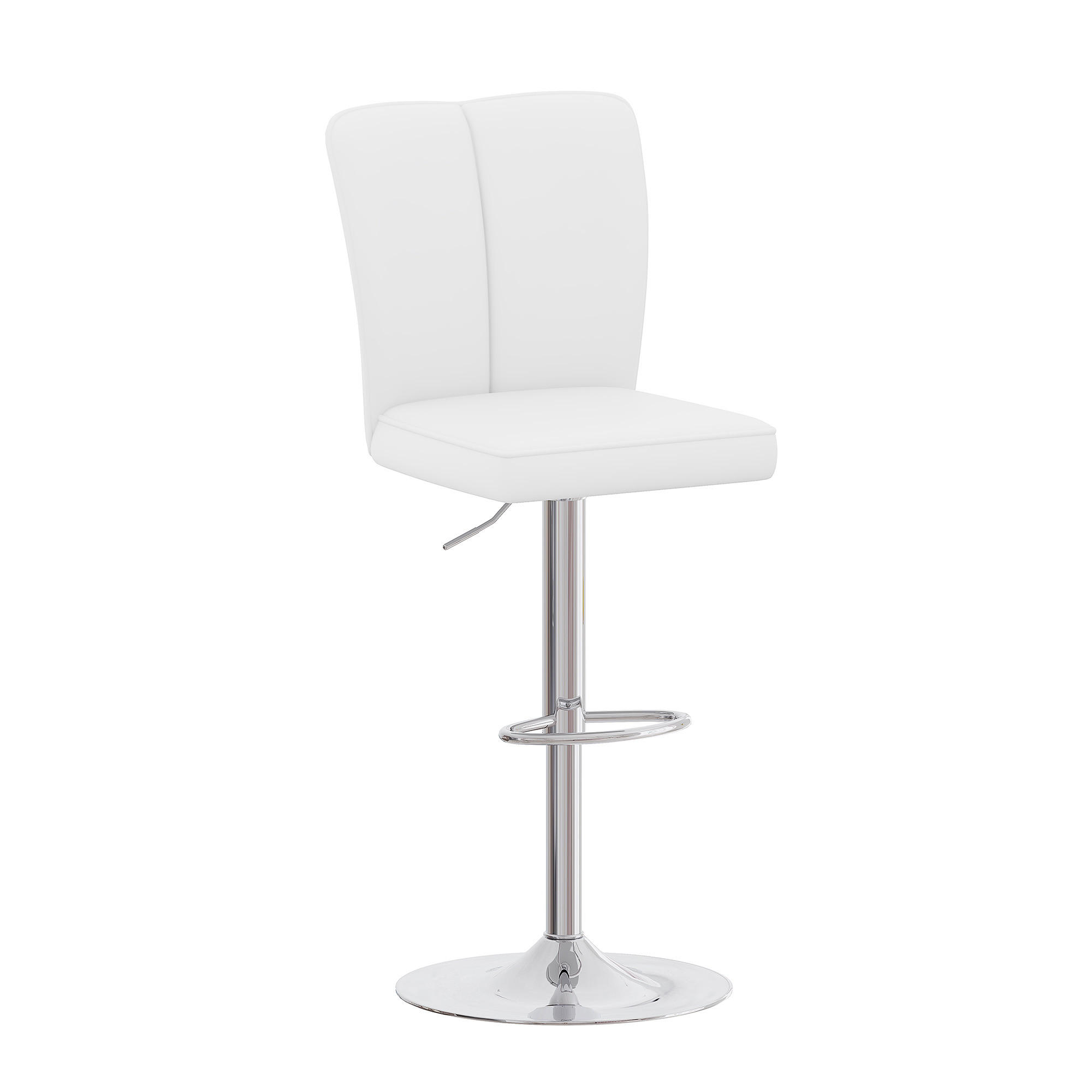 BARHOCKER 2er-Set Weiß-Silber höhenverstellbar & 360° drehbar mit PU-Leder - Weiß, Metall (44.5/95.5/44cm) - PANGIVO