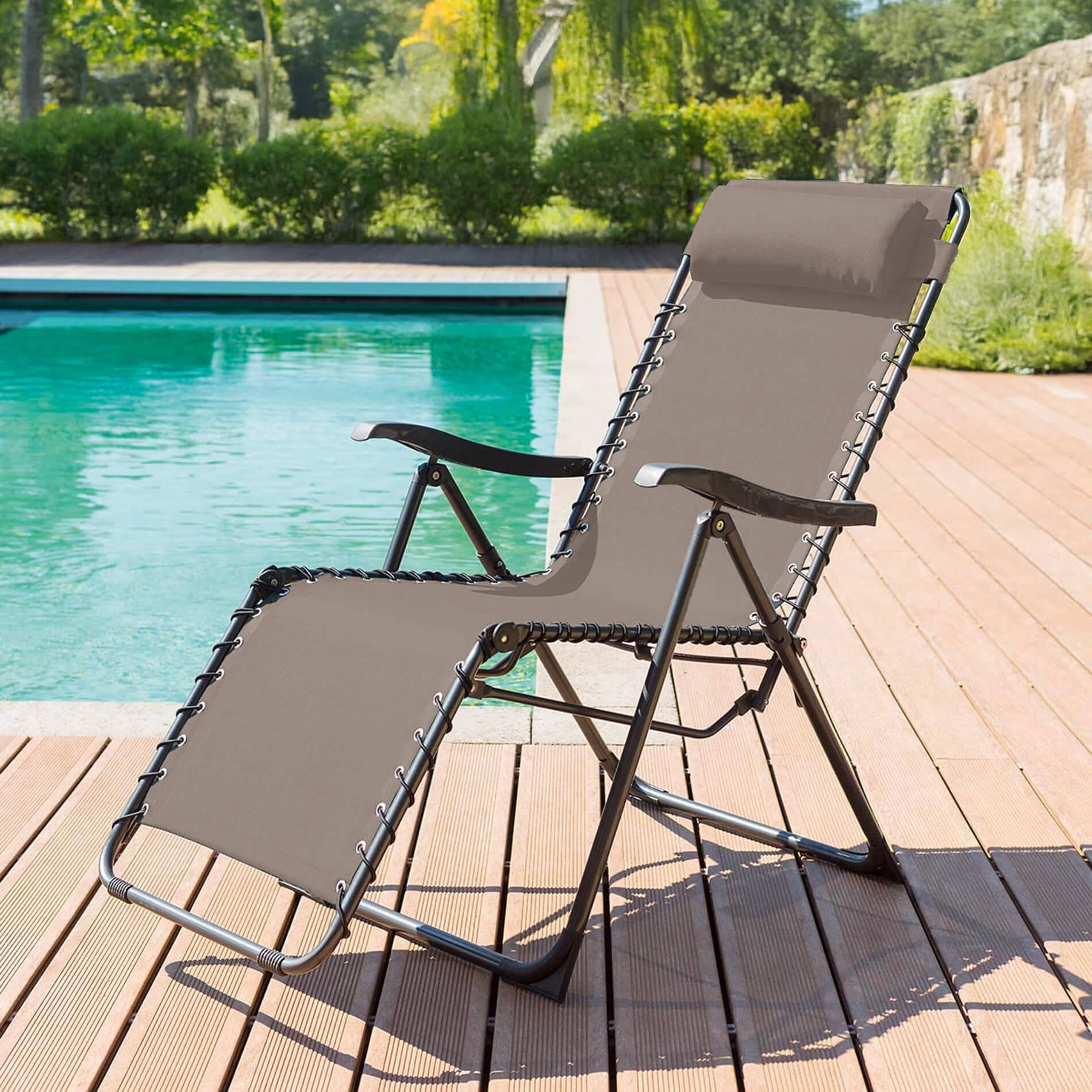GARTEN-RELAXSESSEL Beige 104/66/113 cm - Beige, Metall (66/113/104cm) - Mobili Rebecca