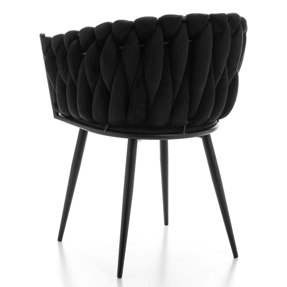 STUHL LATINA gepolstert mit Steppung - schwarz - Samt Velours - Schwarz, Textil/Metall (60/83/55cm) - NEW HOME
