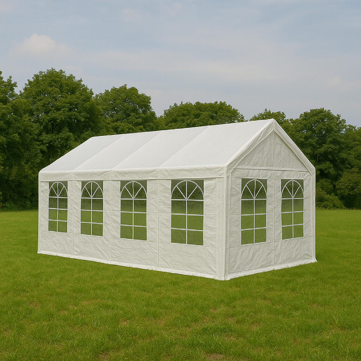 DACHPLANE Livingston - Zeltabdeckung für 4x8 Meter, PE weiss 180g/m². BxTxH: 800x400x310 cm - Weiß, Kunststoff (800/0.3/400cm) - TPFGarden