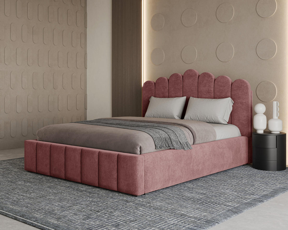 POLSTERBETT 03 140 x 200 cm – Tresor – Bett mit Gasdruckfedern und Stauraum - Rot, Holz (140/200cm) - ROYAL24_MARKT