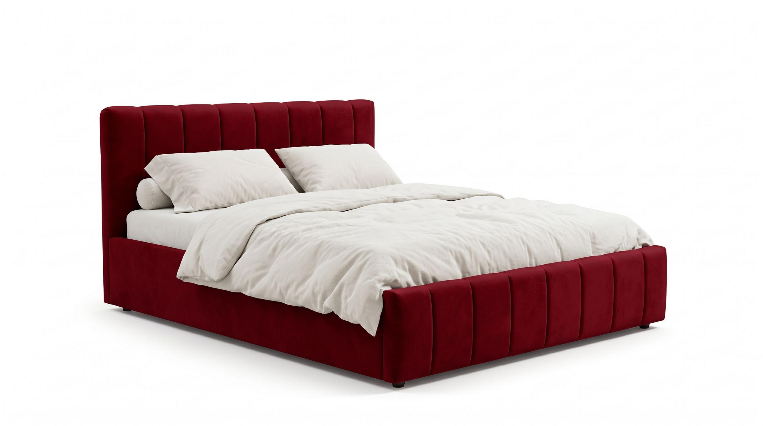 POLSTERBETT Nina Rot 180x200 cm, mit Bettkasten und gestepptem Kopfteil - Rot, Holzwerkstoff/Textil (180/200cm) - Bettso