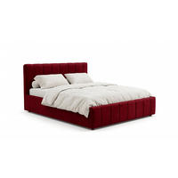 POLSTERBETT Nina Rot 140x200 cm, mit Bettkasten und gestepptem Kopfteil - Rot, Holzwerkstoff/Textil (140/200cm) - Bettso