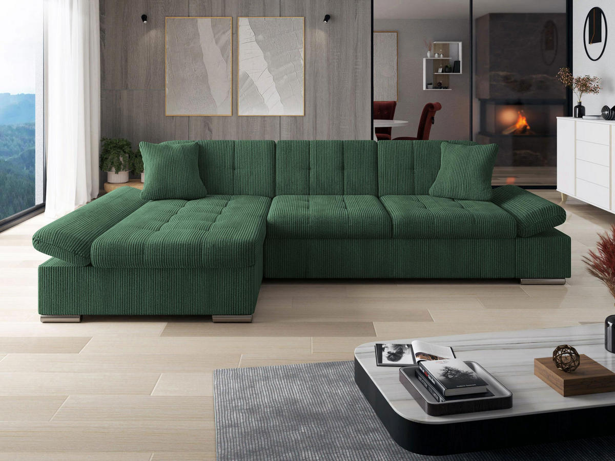 COLTAR Malwi Reiat, Stanga - verde închis, material textil/lemn (278/161cm) - MIRJAN24