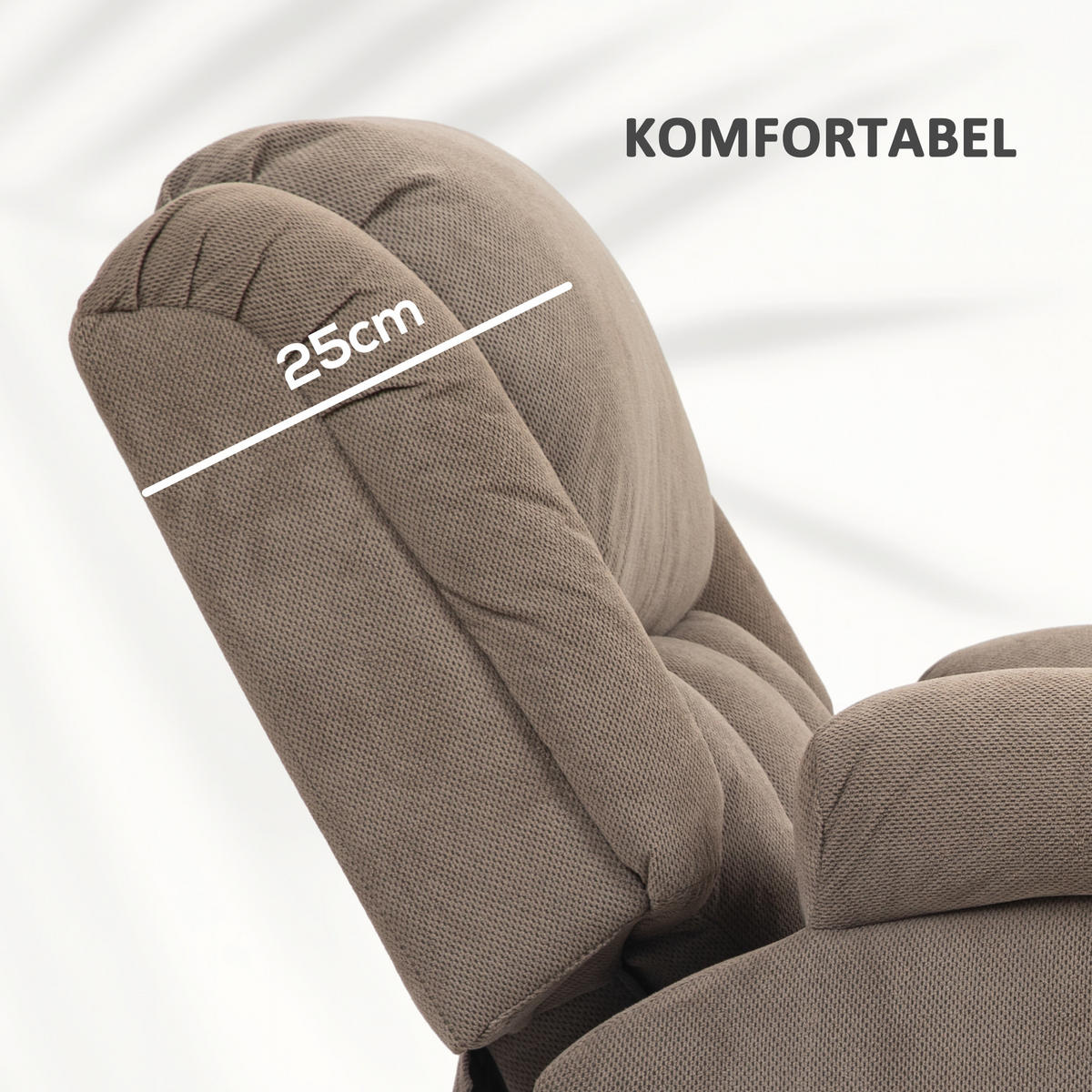 FERNSEHSESSEL mit Aufstehhilfe, Relaxsessel mit Liege-, Massagefunktion, Braun - Hellbraun/Schwarz, Textil/Metall (104/100/93cm) - HOMCOM