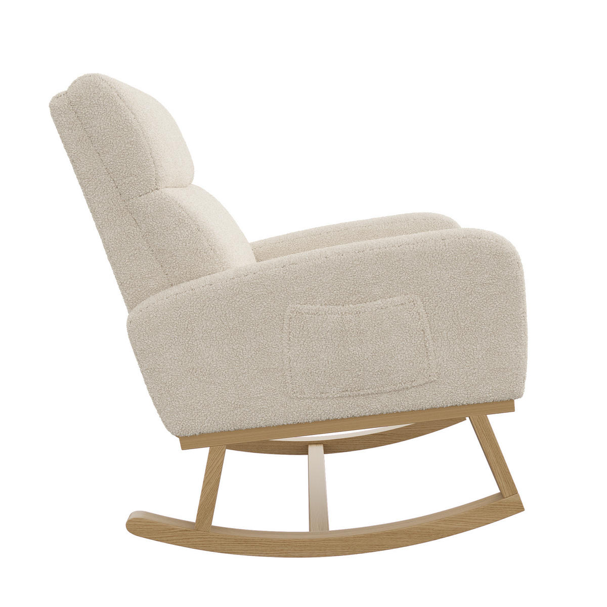 SCHAUKELSTUHL Holz Wollbezug Taschen Armlehne beige - Beige, Holz (78.5/87/69.2cm) - LEBENLANG