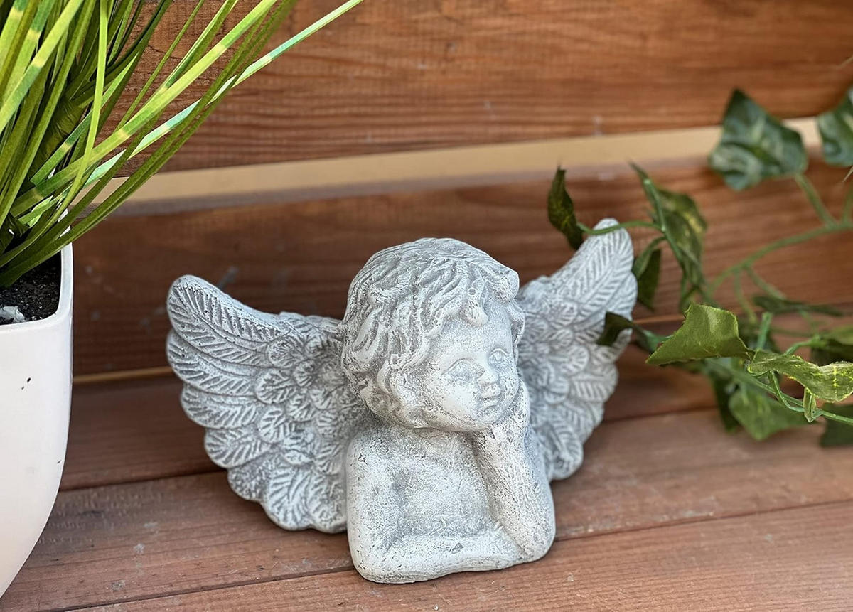 STEINFIGUR kleine Engelbüste frostfest Steinguss - Grau, Stein (15/10/17cm) - stoneandstyle