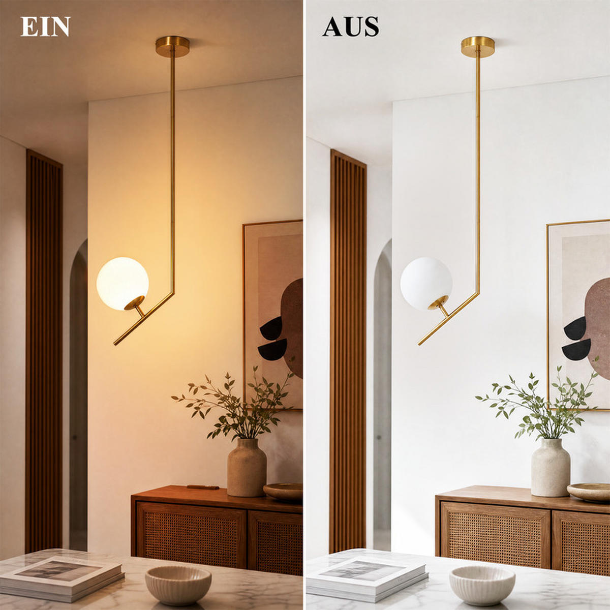 PENDELLEUCHTE Flores II 30x15x80cm - Goldfarben, Metall (30/15/80cm) - Nettlife