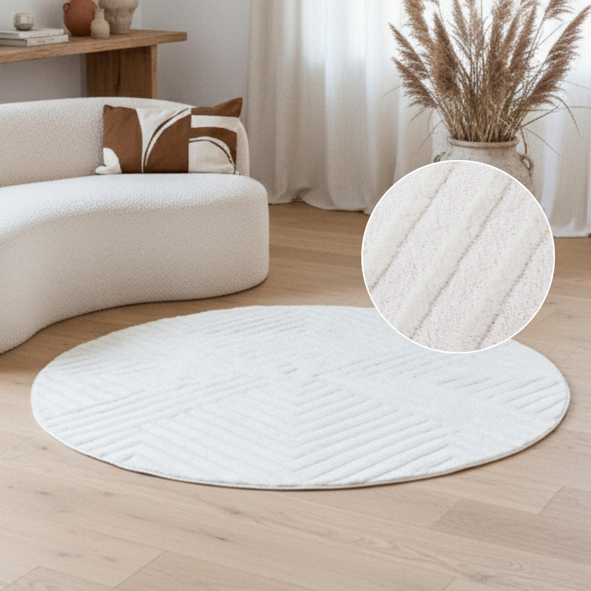 TEPPICH HYGGE Creme, rund 240/240 cm - Creme, Textil (240/240cm) - Tapiso