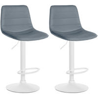 BARHOCKER 2er Set Lederlook grau - Grau, Textil/Metall (45/89/46cm) - CLP