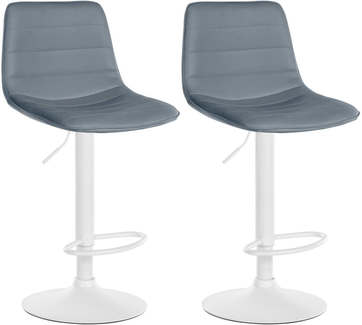 BARHOCKER 2er Set Lederlook grau - Grau, Textil/Metall (45/89/46cm) - CLP