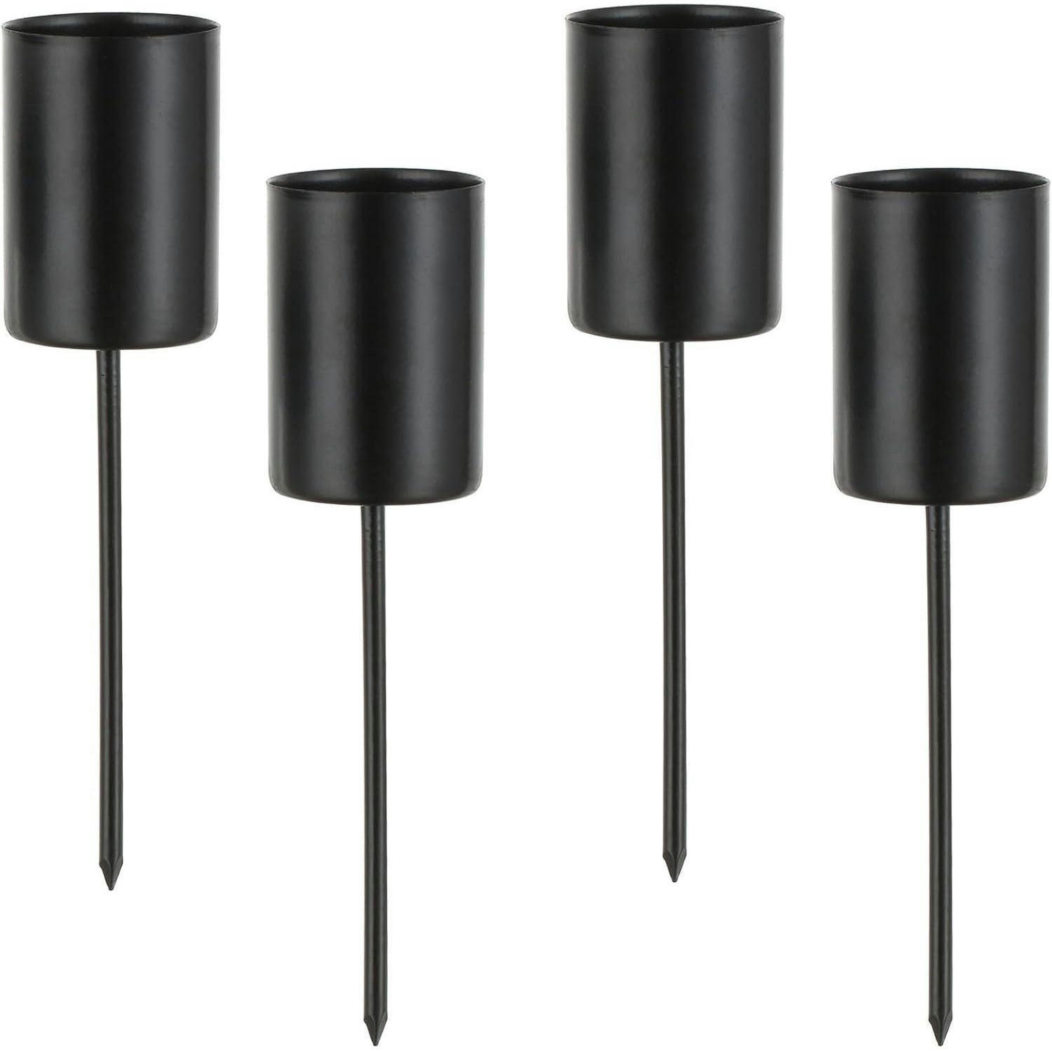 KERZENHALTER 4er Set Metall Schwarz - Schwarz, Metall (5/5/10cm)