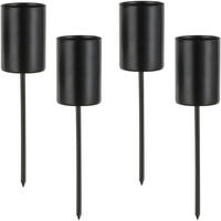 KERZENHALTER 4er Set Metall Schwarz - Schwarz, Metall (5/5/10cm)