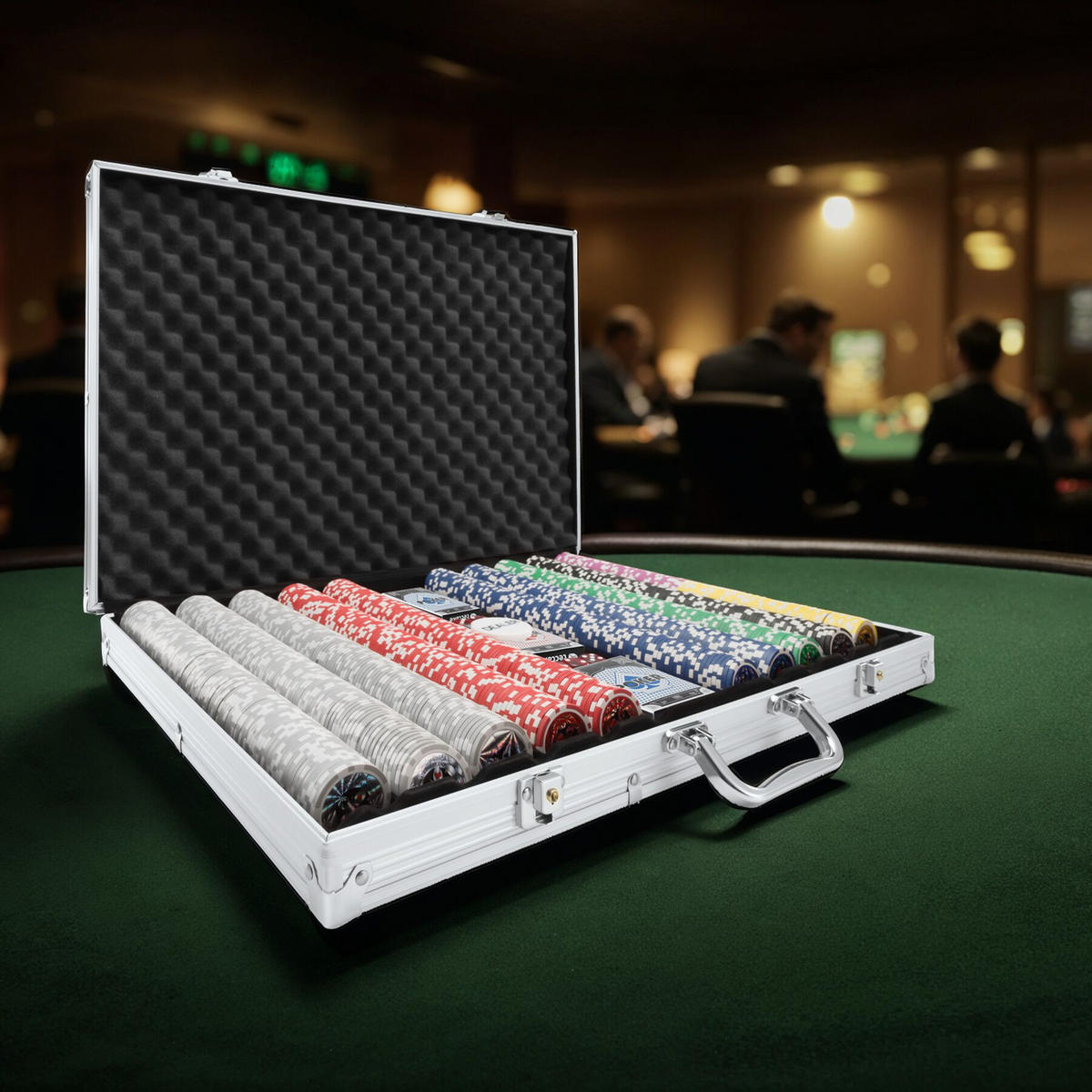 POKERSET ,inklusive verschließbarer Aluminiumkoffer,silber - Silberfarben, Kunststoff (37.5/54cm) - tectake
