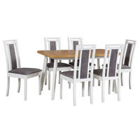 ESSZIMMER-SET Roma weiß / Artisan Eiche / grau 7-teilig - Weiß, Holzwerkstoff (140/75/80cm) - Feldmann-Wohnen