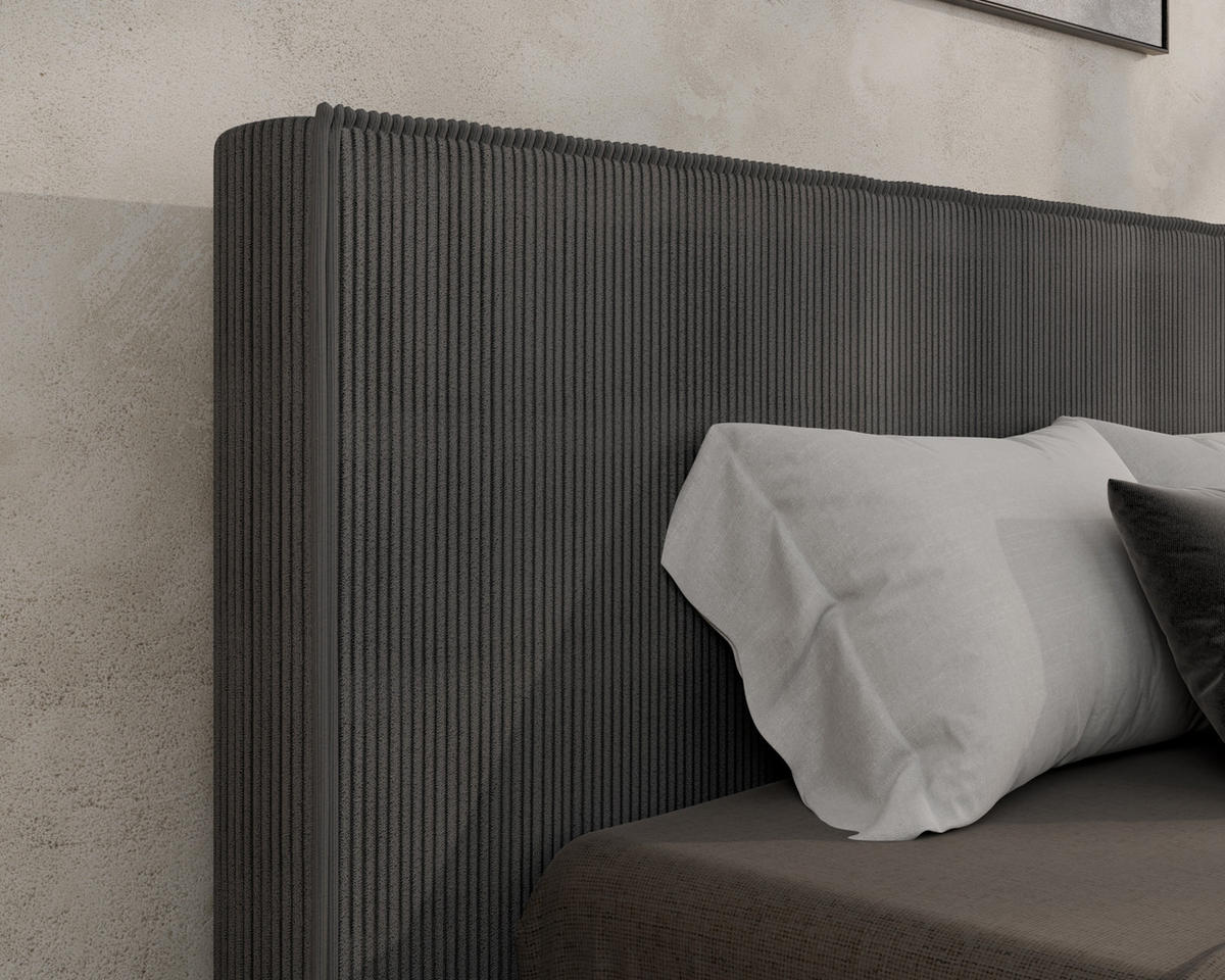 POLSTERBETT SANA 160x200cm Elegantes Polsterbett für modernen Wohnstil , ohne matratze, dunkelgrau - Dunkelgrau, Holz (160/200cm) - Homesy